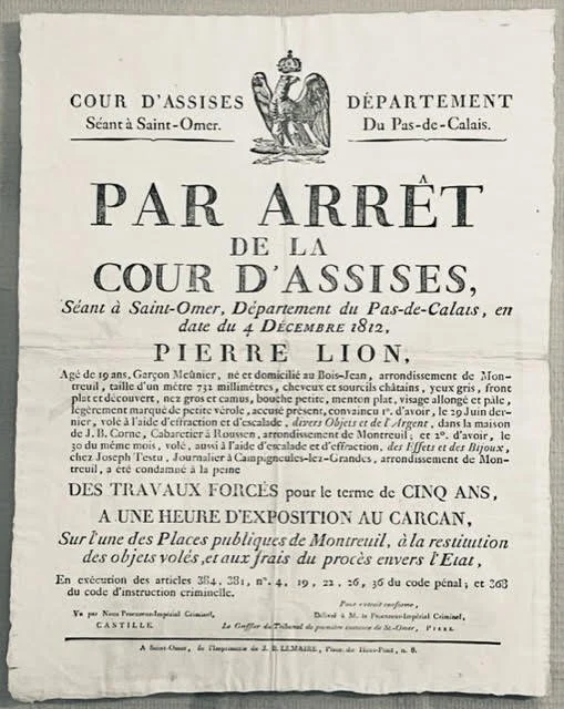 Ancien document judiciaire de cour d'assises — Pourvoi en cassation